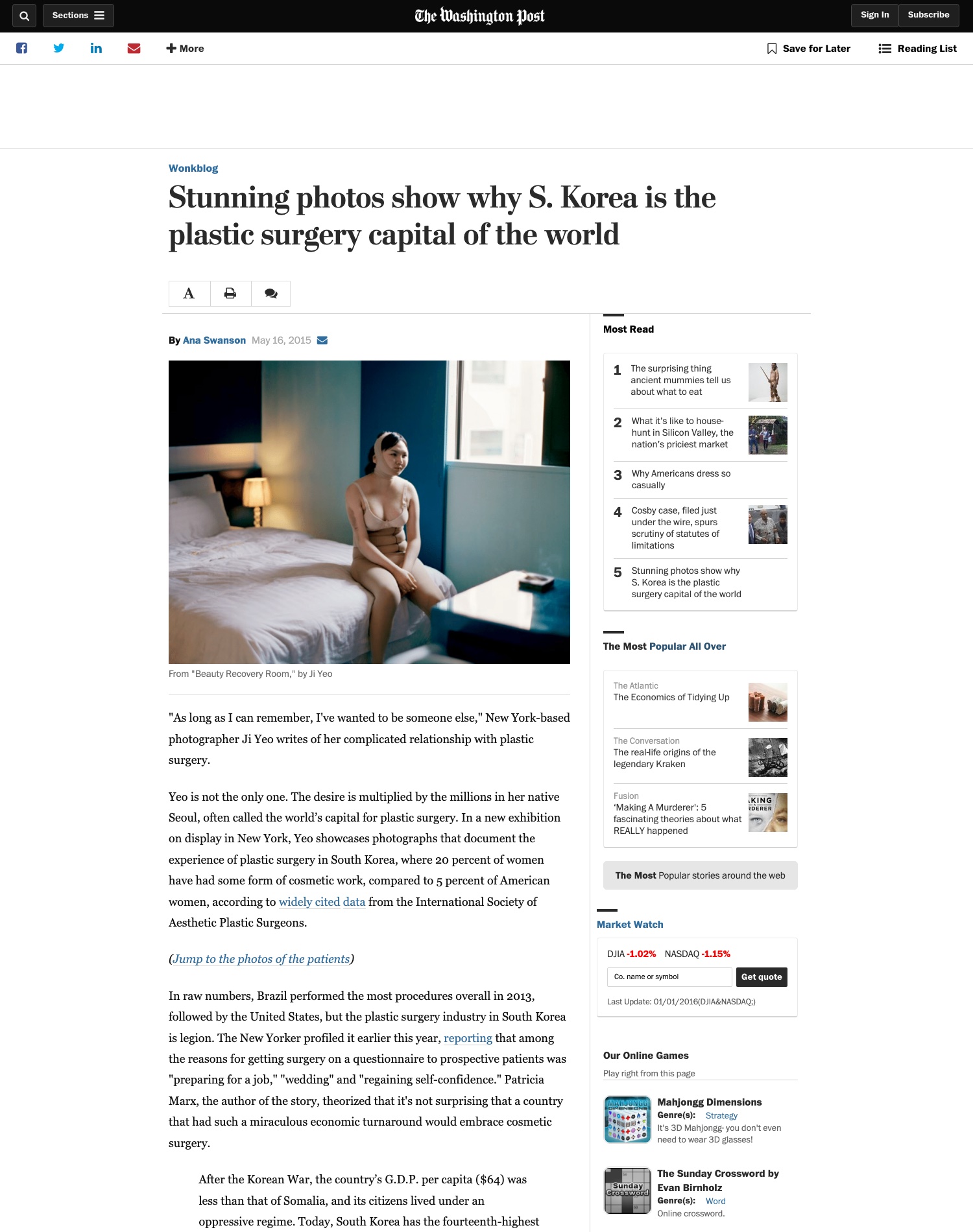 The Washington Post: Stunning photos show why S. Korea is the plastic surgery capital of the world